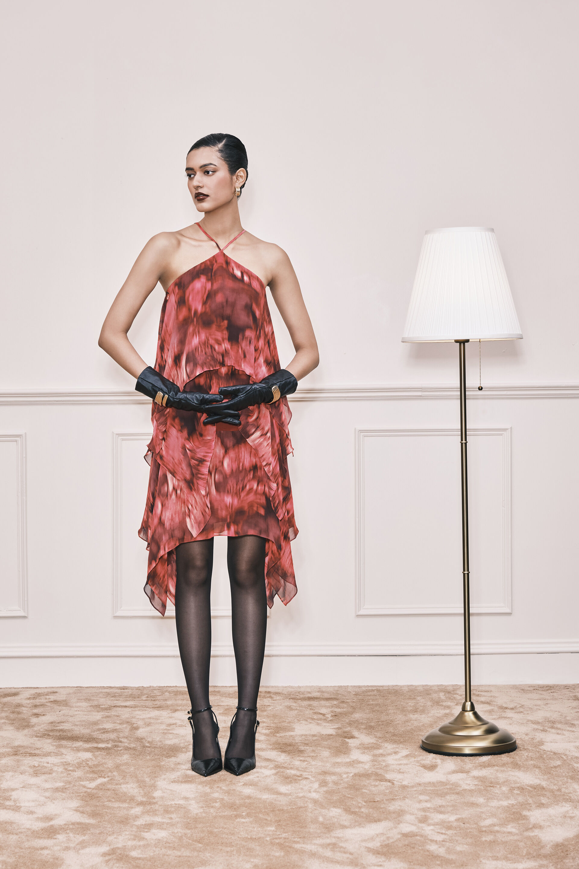 Gatsby Girl Georgette Dress, Red, image 2